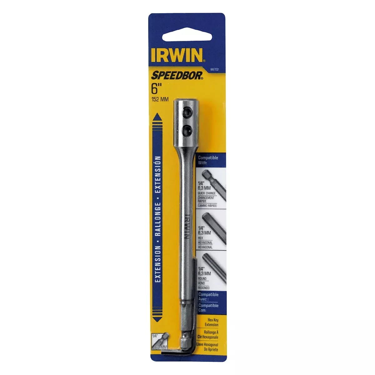 6" Speedbor Drill Bit Extension - Carded HAN88702 Hanson